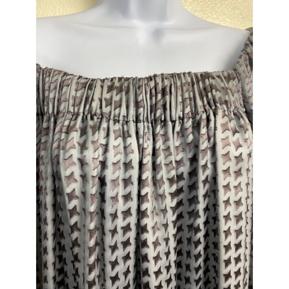 Walter Silk Off Shoulder Dress Womens size Small Gray Peasant Duster Prairie - Picture 15 of 16